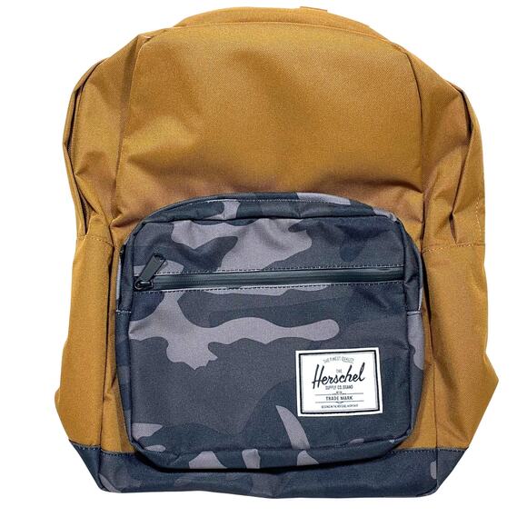 Herschel Pop Quiz Backpack Brown Black Camo Red Lining 15" Laptop 22 Liters New - Picture 1 of 9